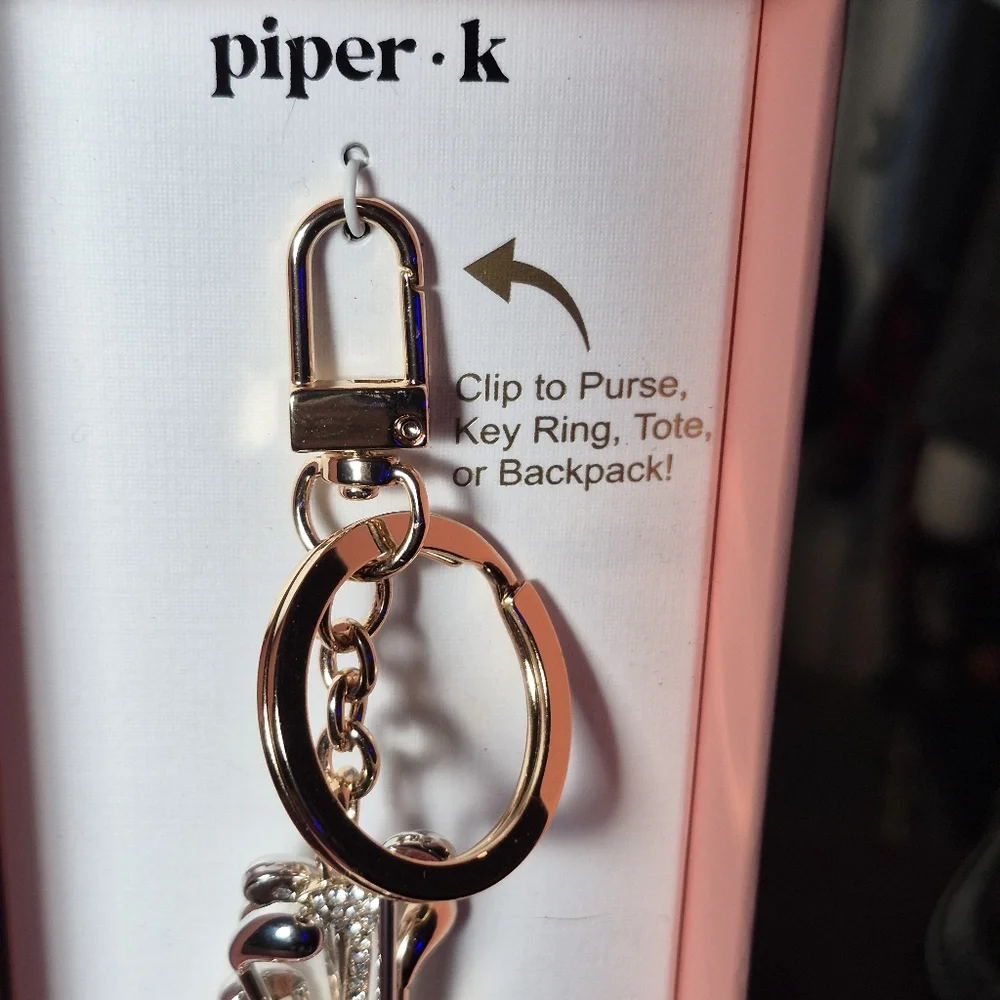 NWT Piper Silver , Gold And Pink Bag Golf Bag Charm Key Chain